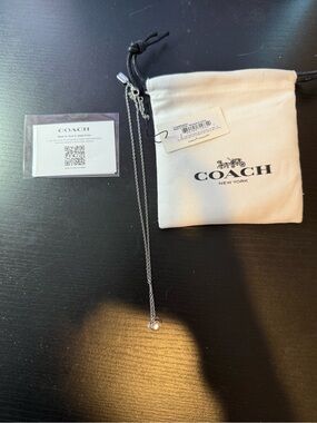 Coach Silver Tone Heart Necklace NWT
